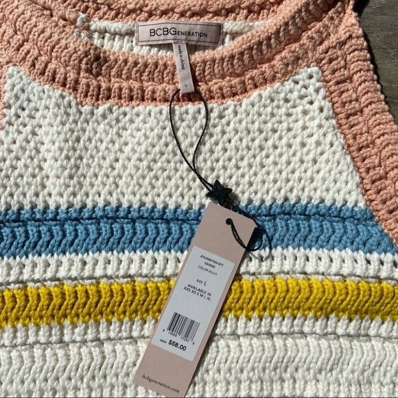 NWT BCBGeneration Striped Crochet Cropped  Top - Picture 3 of 11